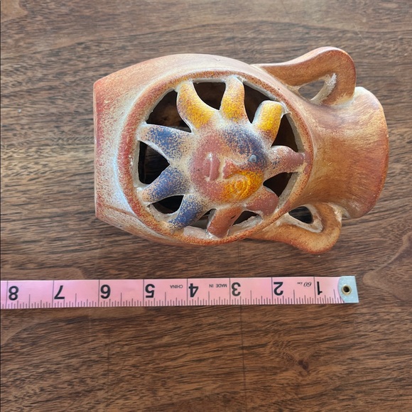 Moon and Sun Terra Cotta Votive Holder Candle Celestial - Picture 7 of 9